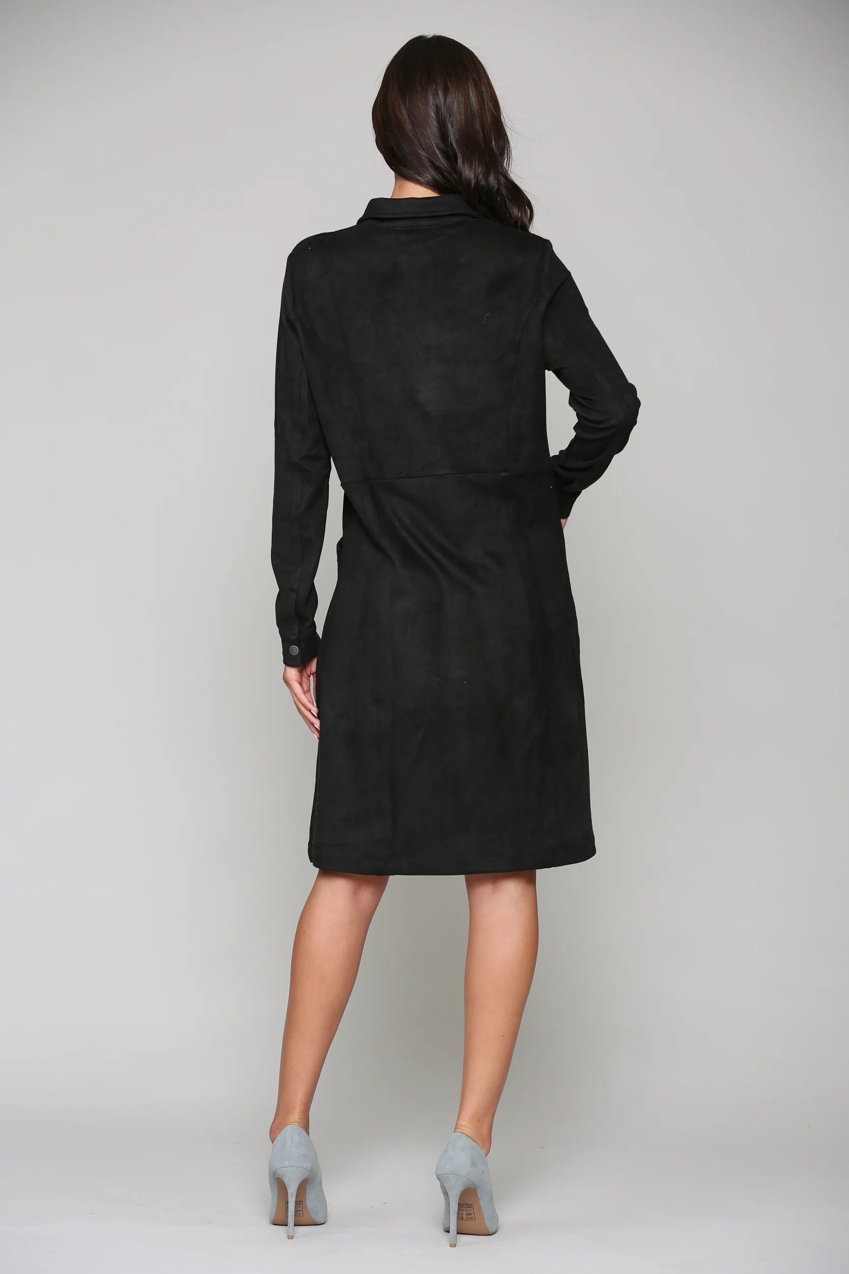 Anne Stretch Suede Shirt Dress - Image 11