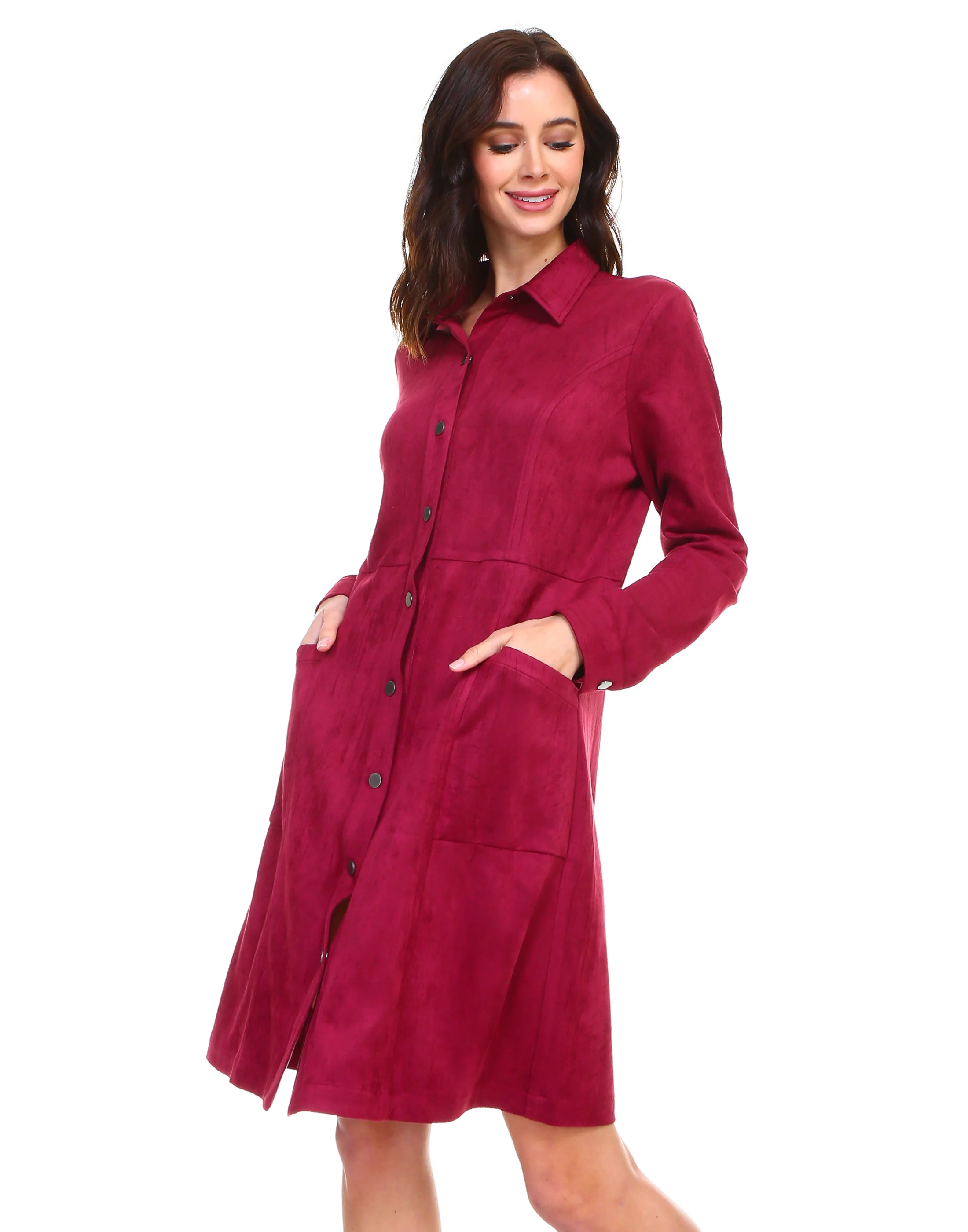Anne Stretch Suede Shirt Dress - Image 5