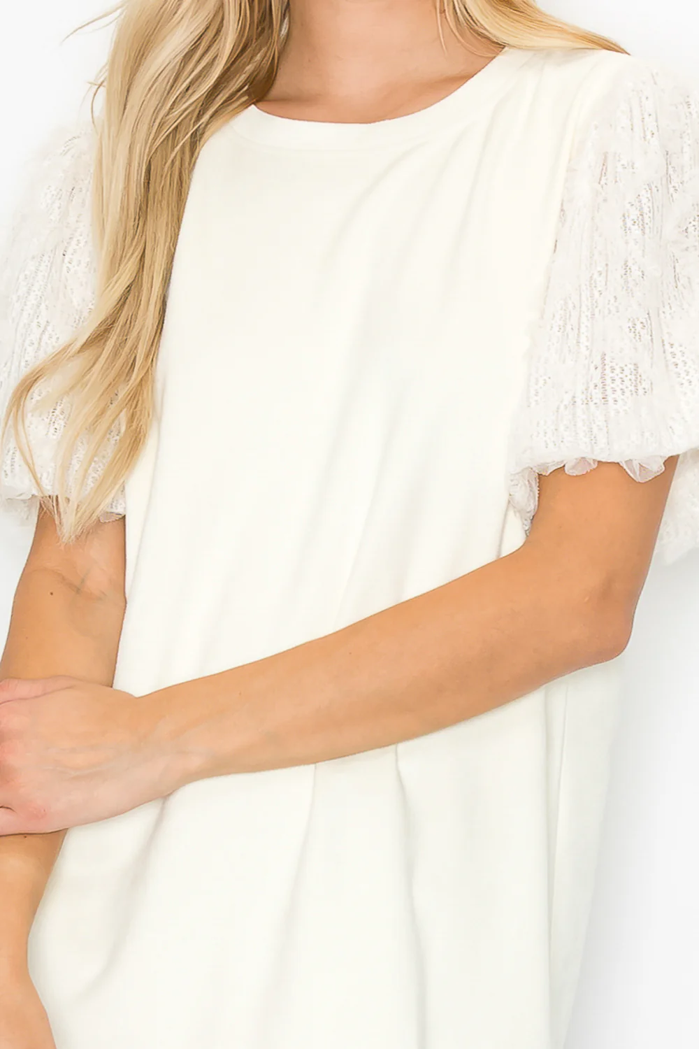 Adelle Stretch Suede Top with Lace - Image 16