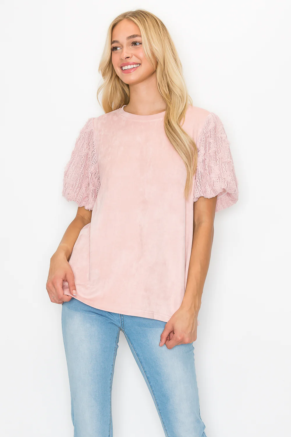 Adelle Stretch Suede Top with Lace - Image 21