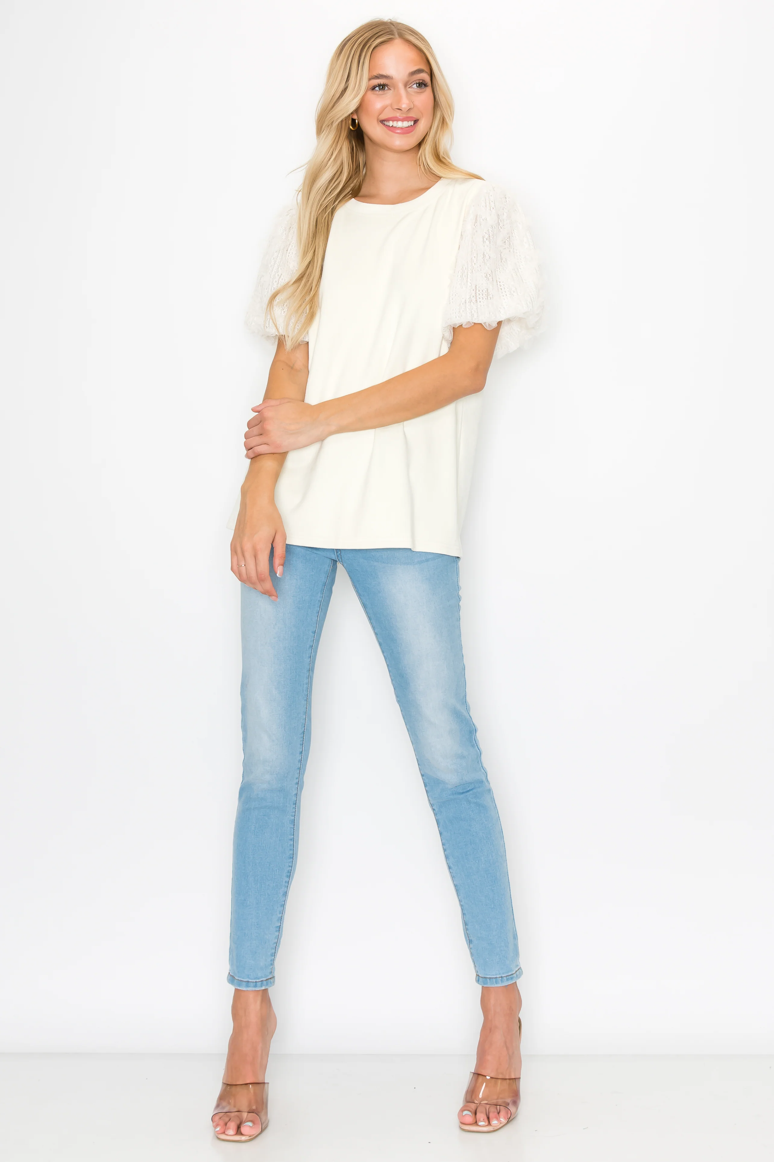 Adelle Stretch Suede Top with Lace - Image 4