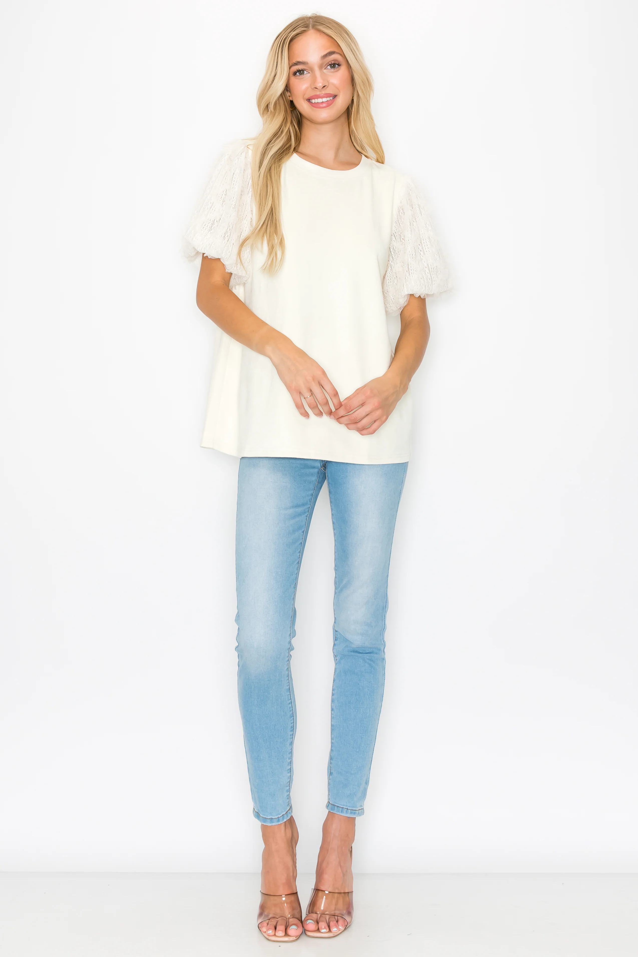 Adelle Stretch Suede Top with Lace - Image 6