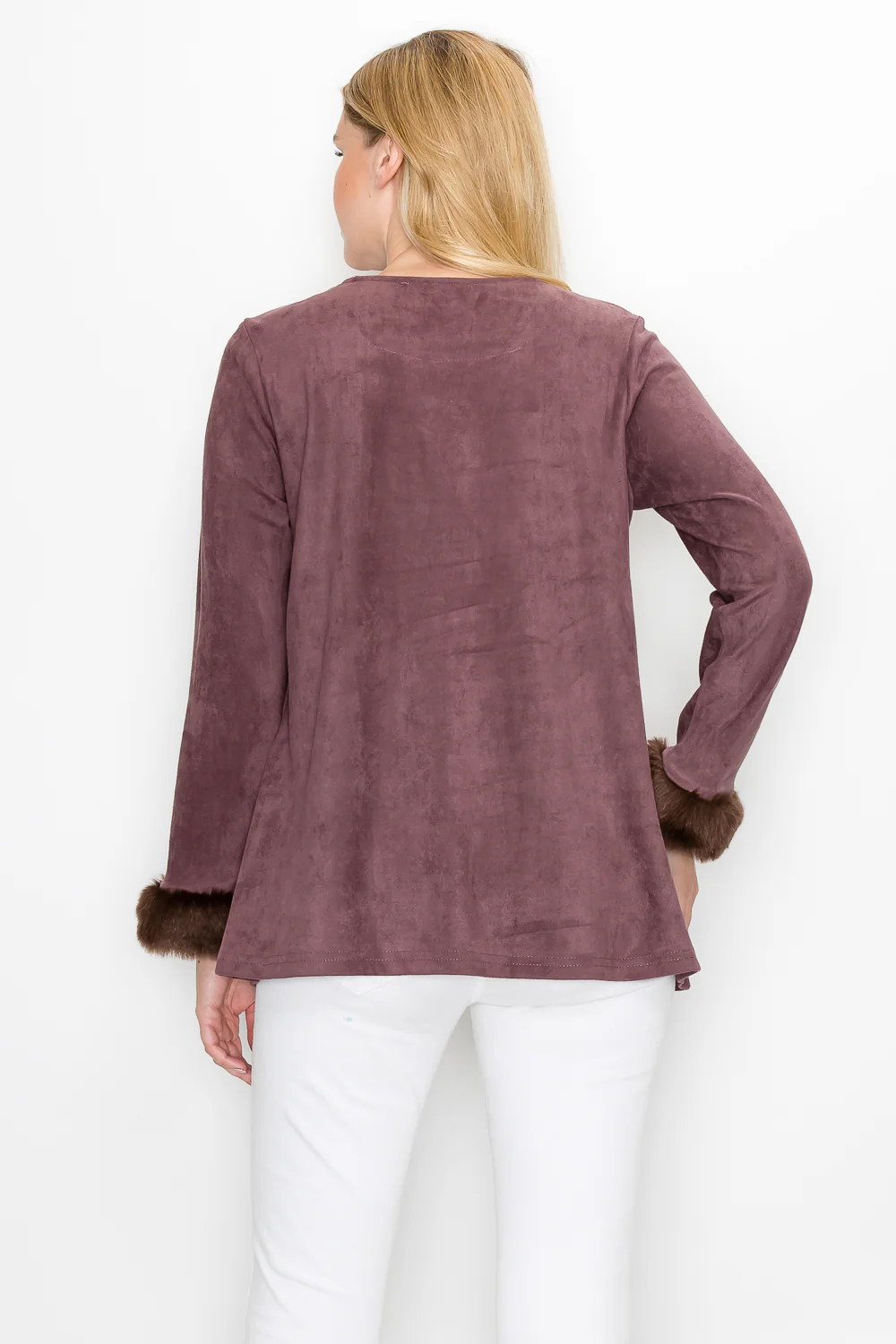 Anabelle Stretch Suede Top with Fur - Image 10