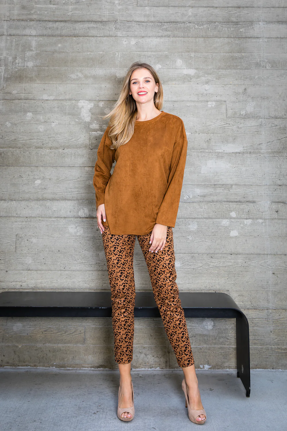 Annelise Stretch Suede Pant - Leopard - Image 4