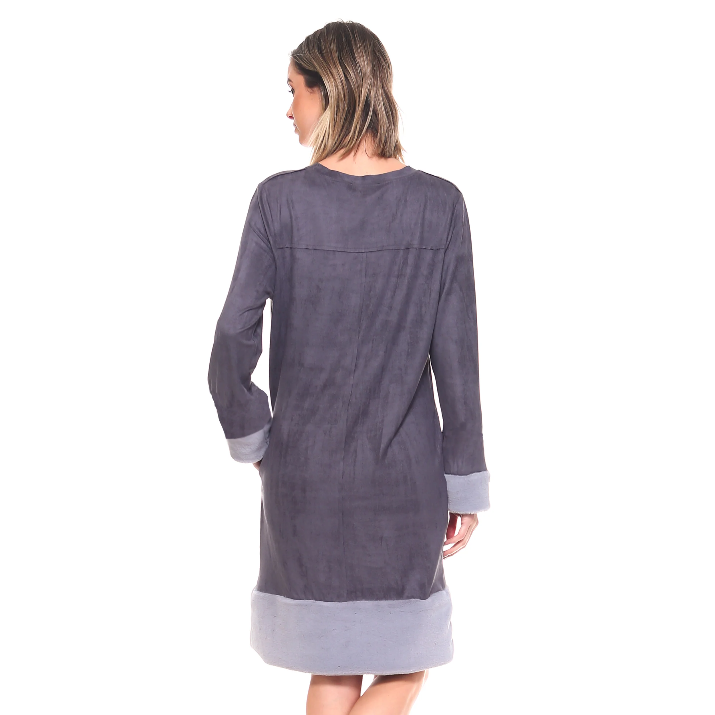 Avery Suede Dress with Fur Trim - Image 4