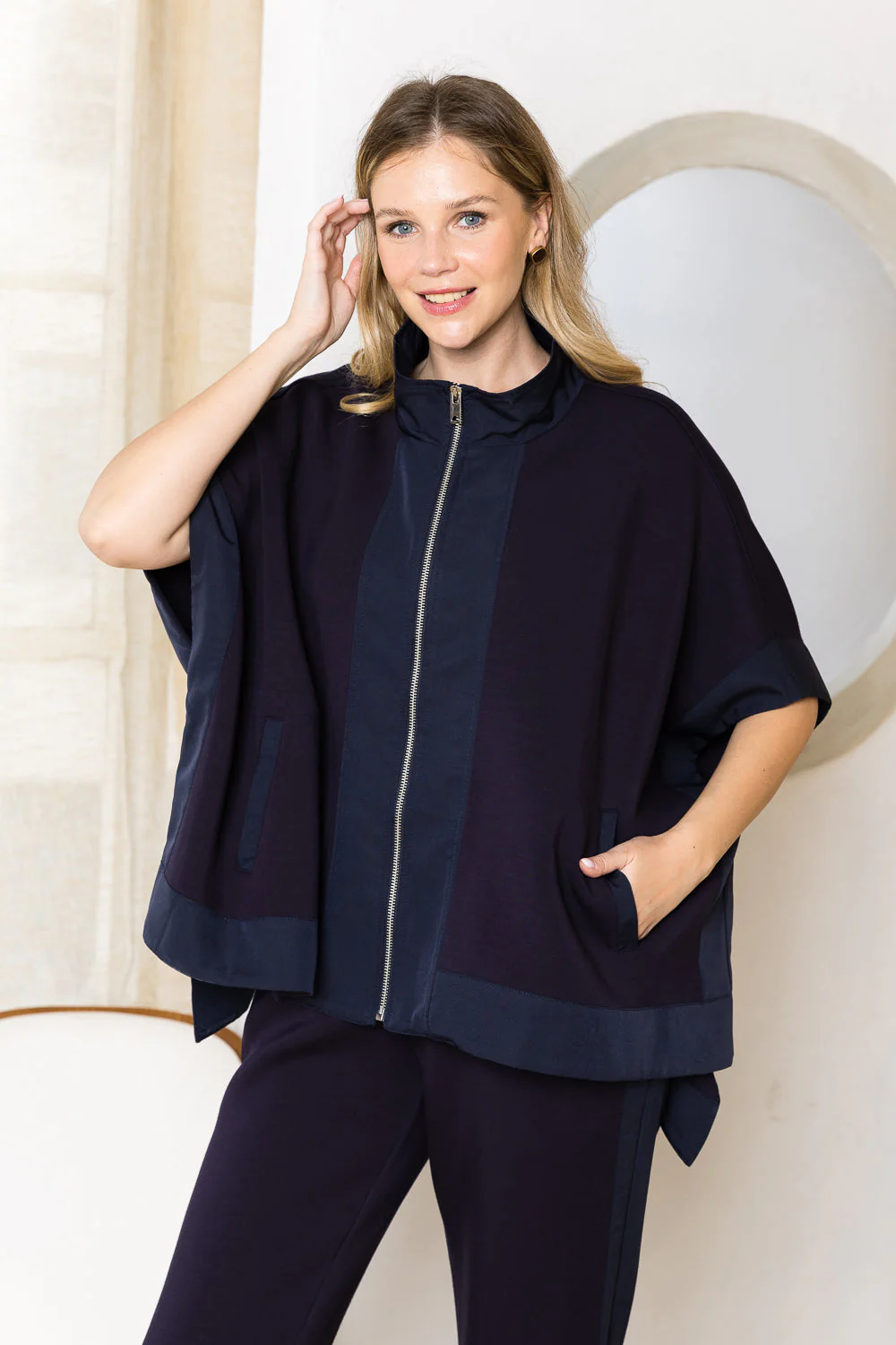 Felecia Stretch French Scuba Poncho Jacket - Image 6