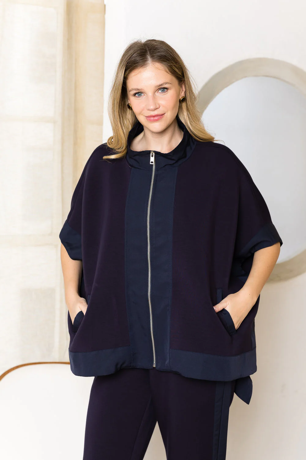 Felecia Stretch French Scuba Poncho Jacket - Image 7