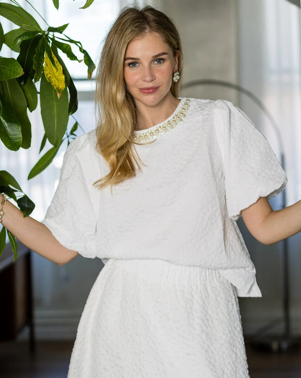 Windelle Textured Top with Pearls - Image 9