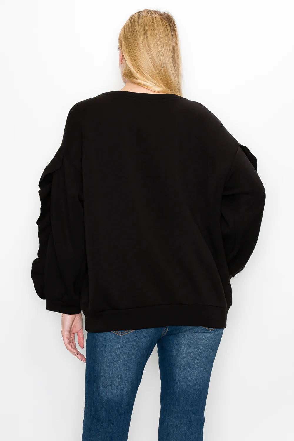 Ferra Stretch French Scuba Top with Ruffled Zipper Sleeves - Image 6