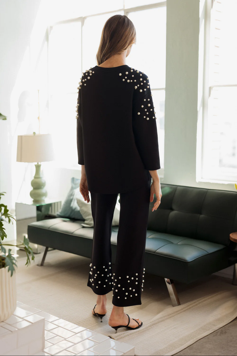 Fiona Stretch French Scuba Pearl Top - Image 10