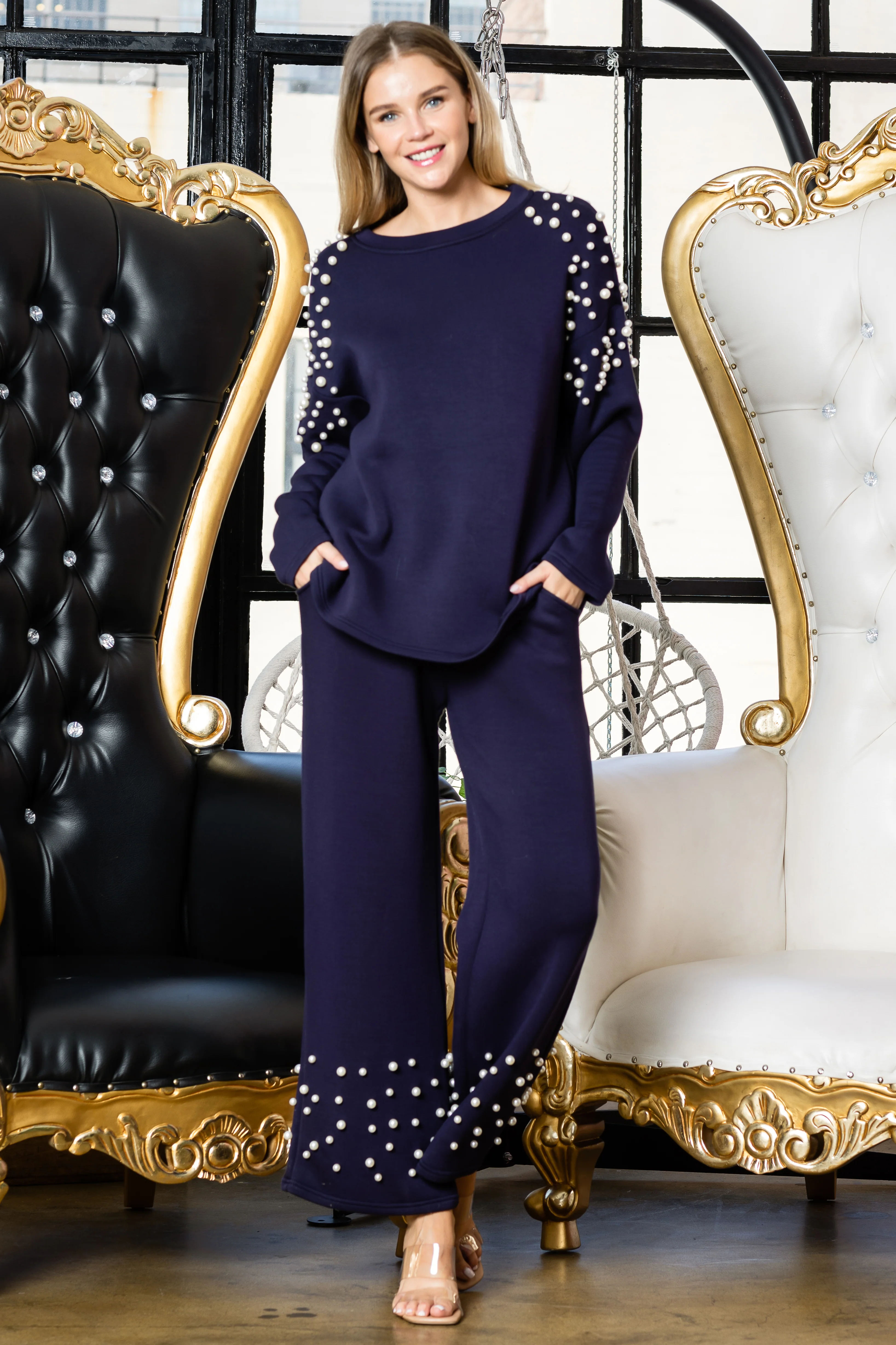 Fiona Stretch French Scuba Pearl Top - Image 14