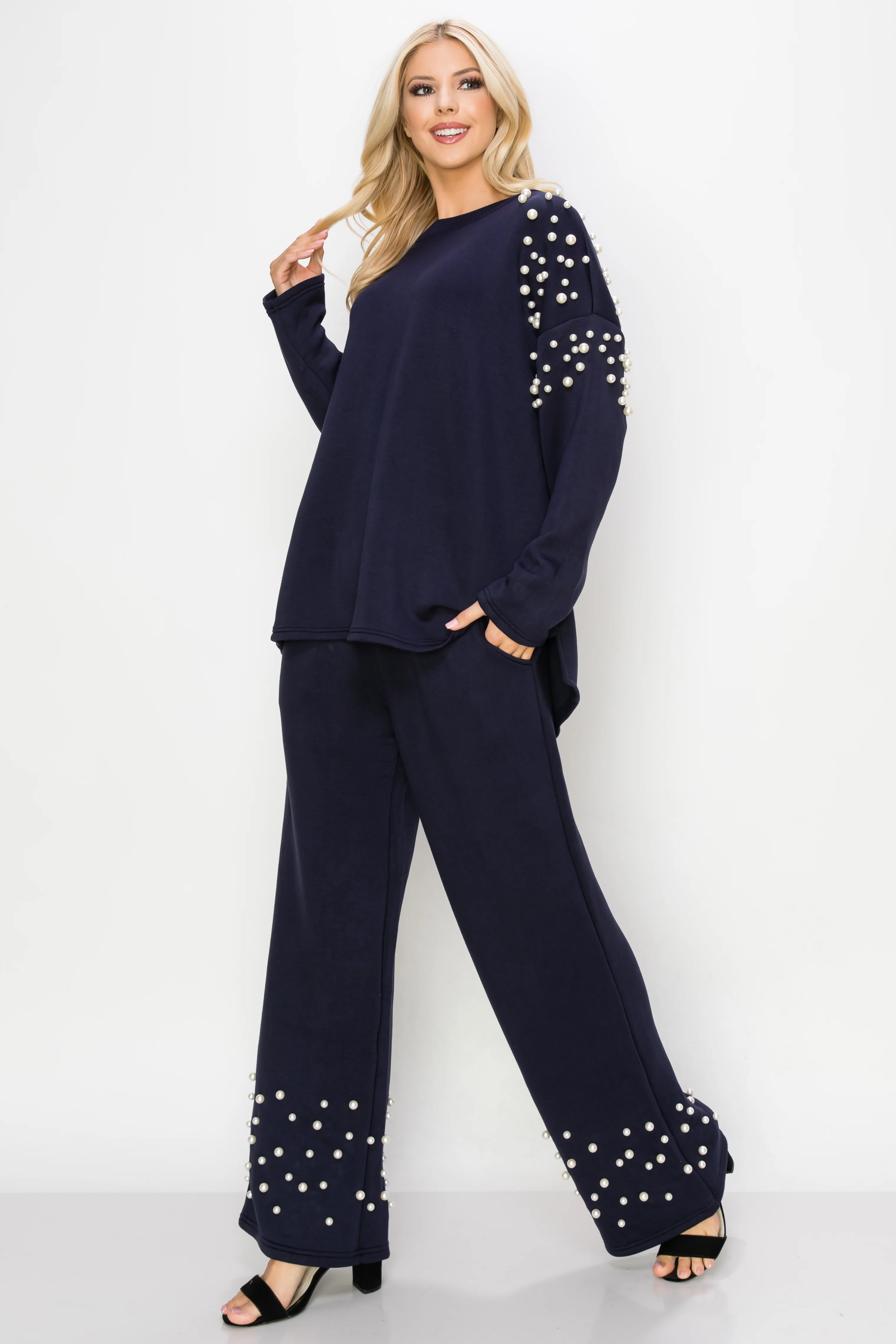 Fiona Stretch French Scuba Pearl Top - Image 16