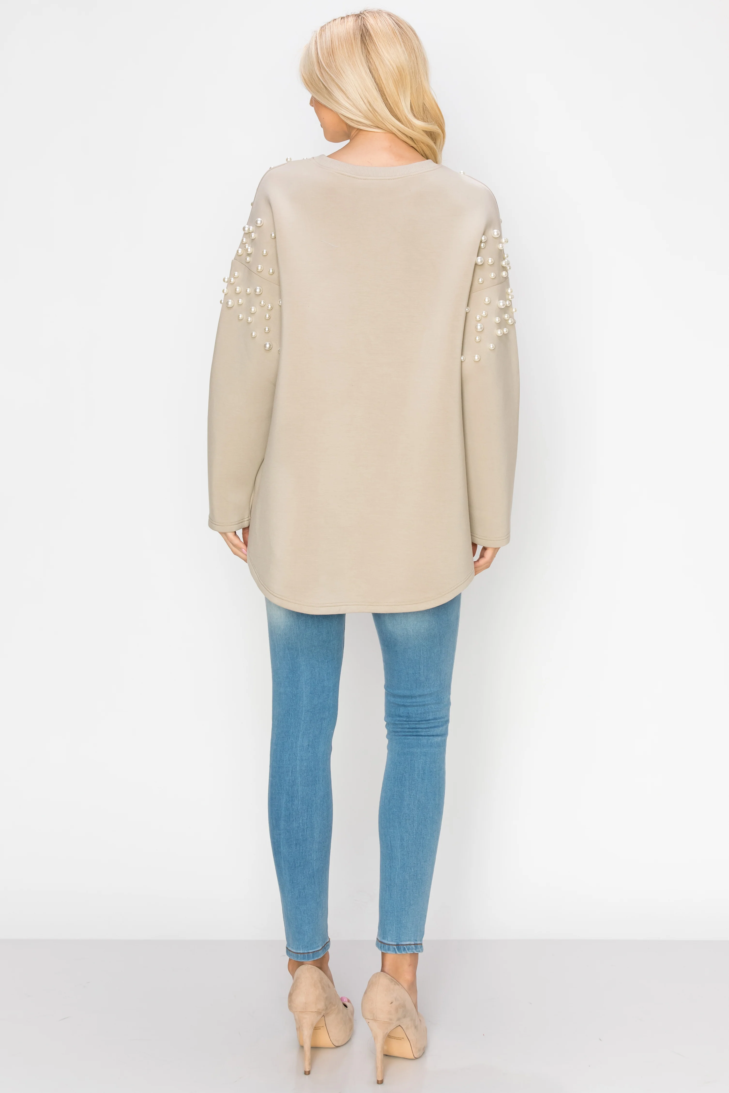 Fiona Stretch French Scuba Pearl Top - Image 21