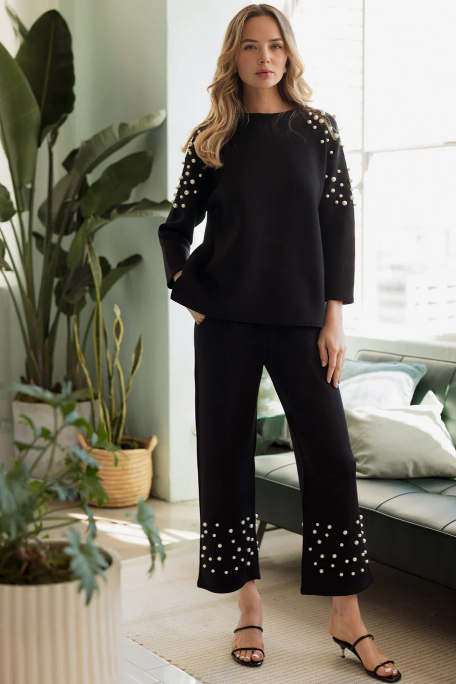 Fiona Stretch French Scuba Pearl Top - Image 5