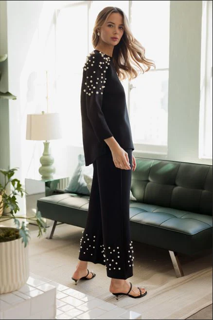 Fiona Stretch French Scuba Pearl Top - Image 6