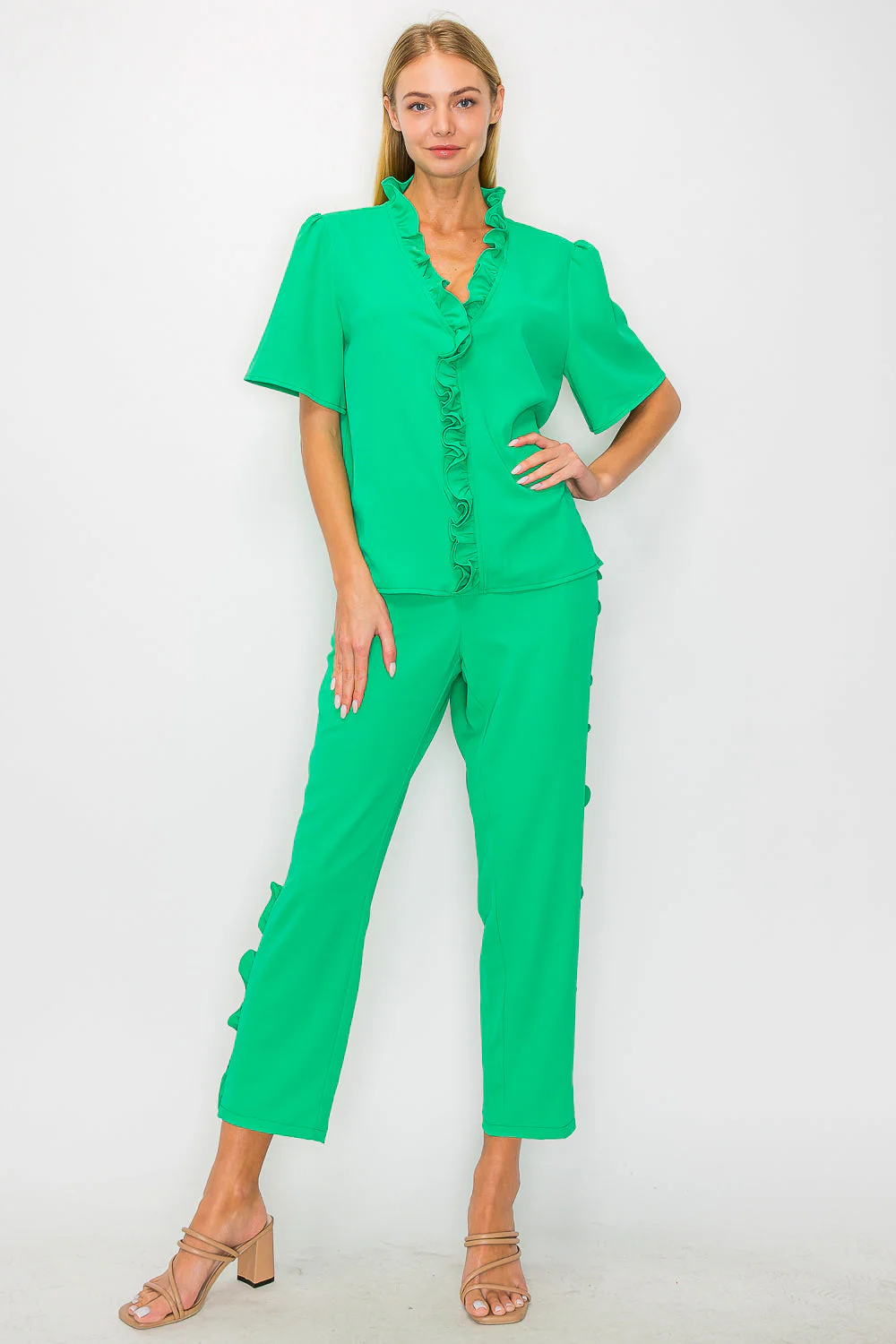 Jess Woven Ruffle Top - Image 4