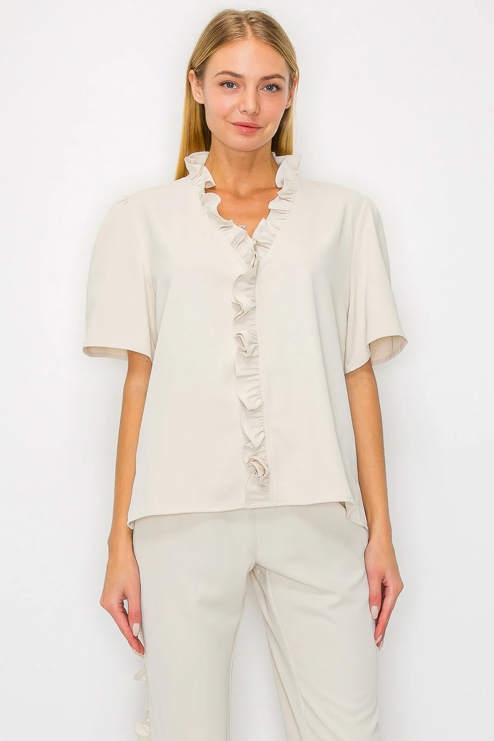 Jess Woven Ruffle Top - Image 5