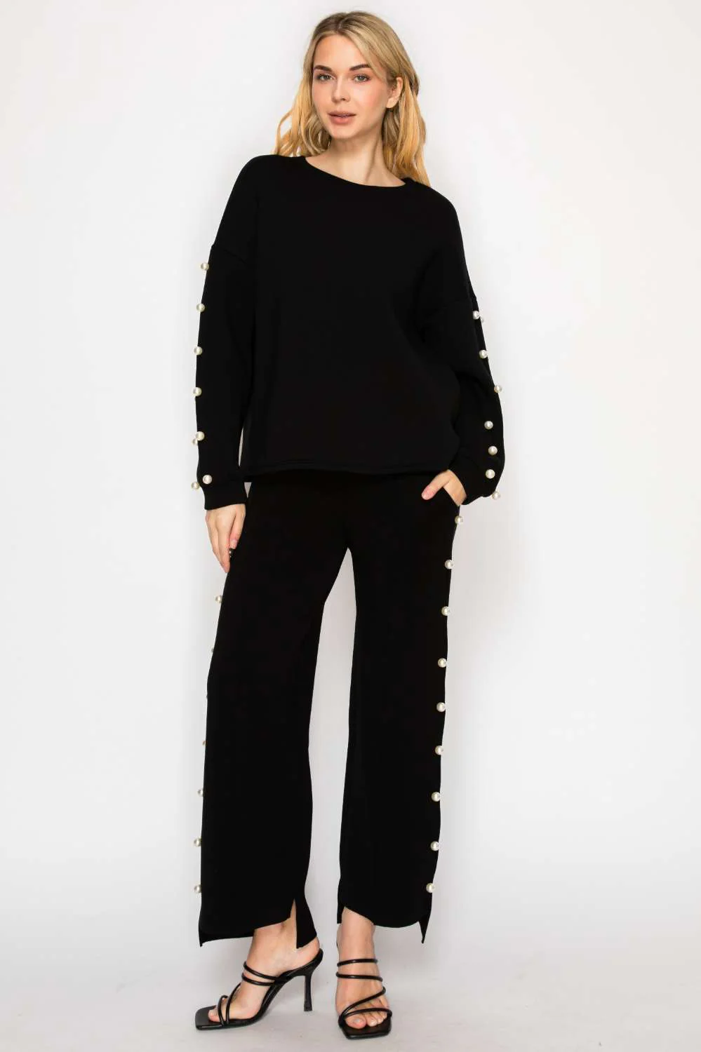 Katri Stretch French Scuba Pearl Top - Image 14