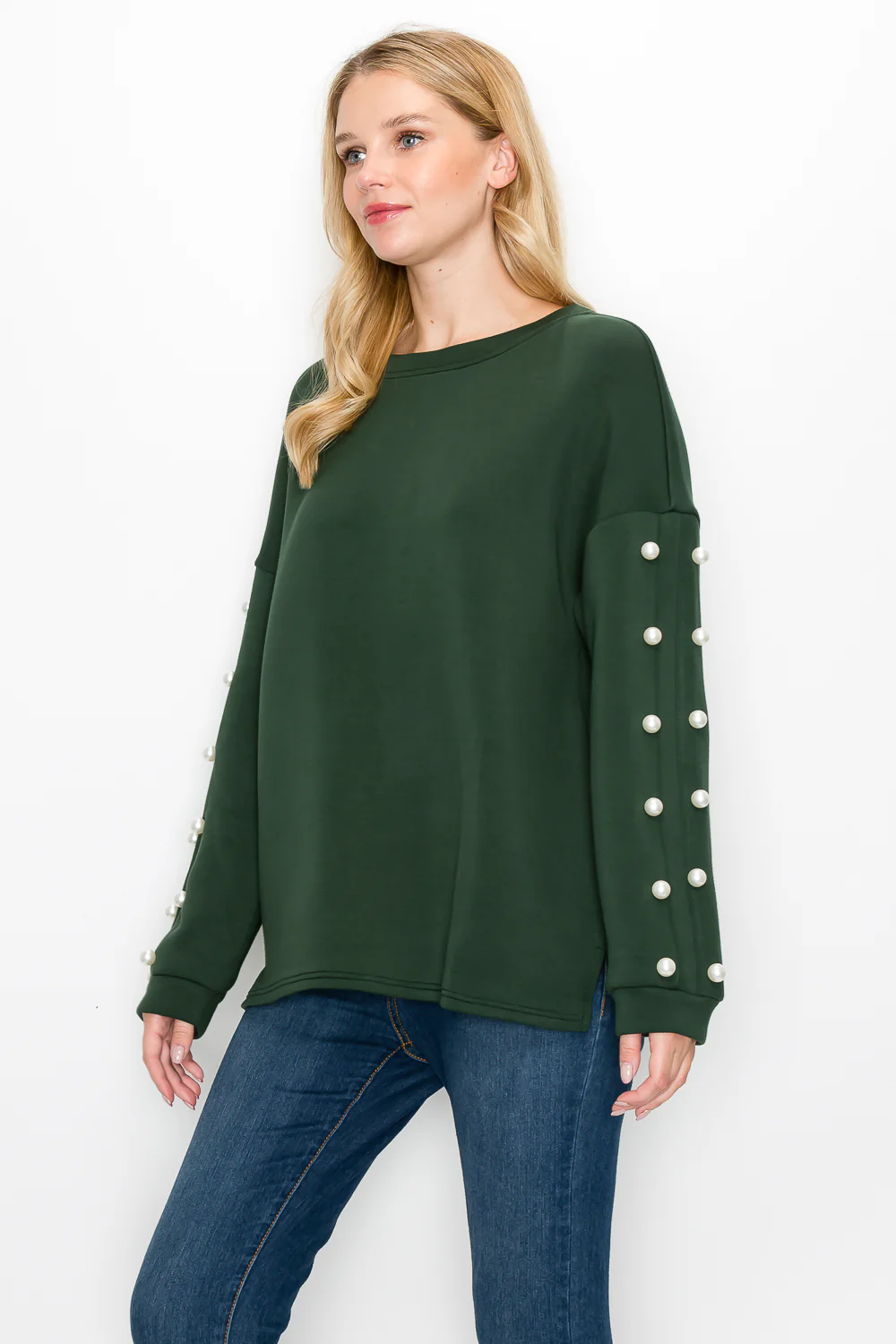 Katri Stretch French Scuba Pearl Top - Image 17