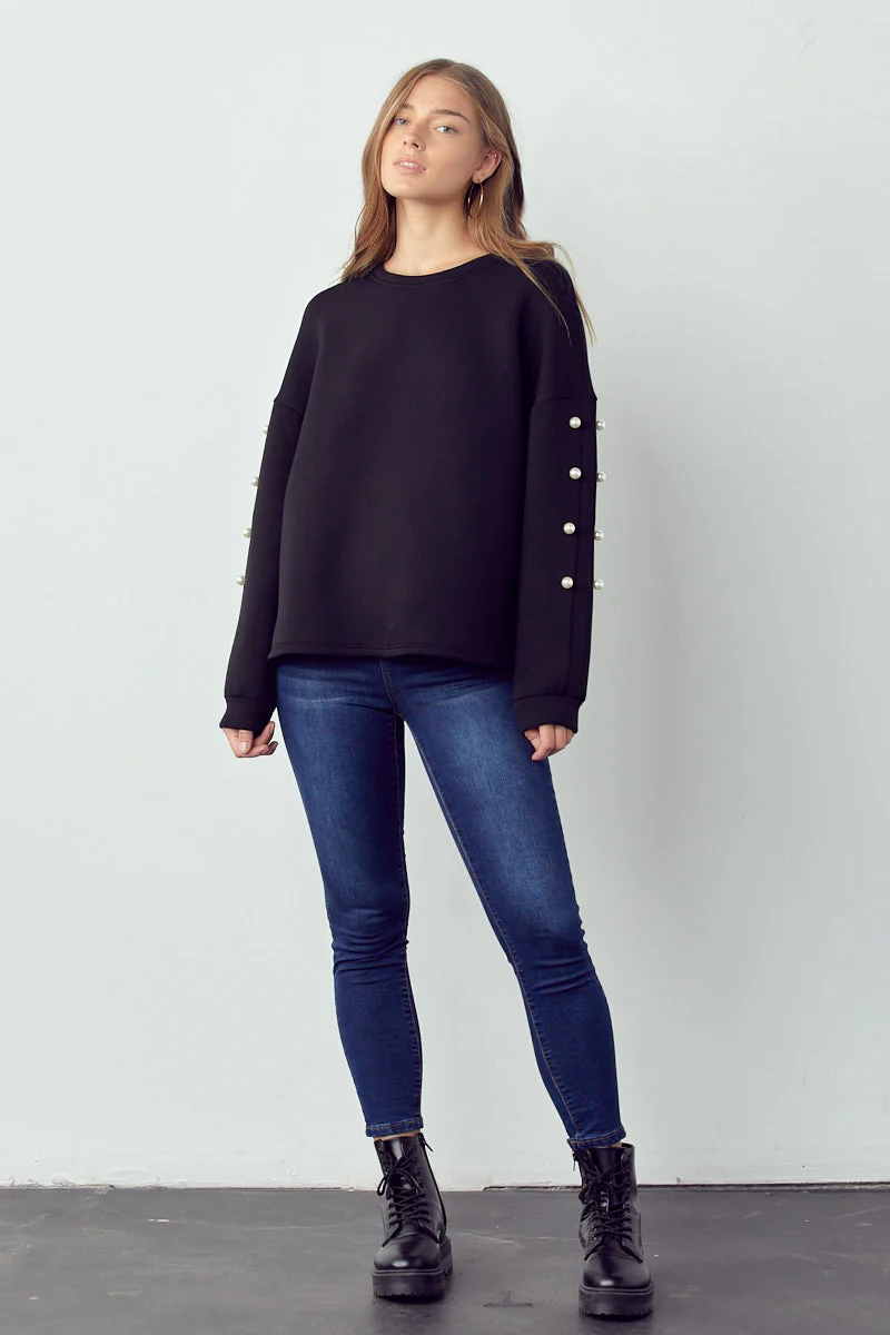 Katri Stretch French Scuba Pearl Top - Image 18