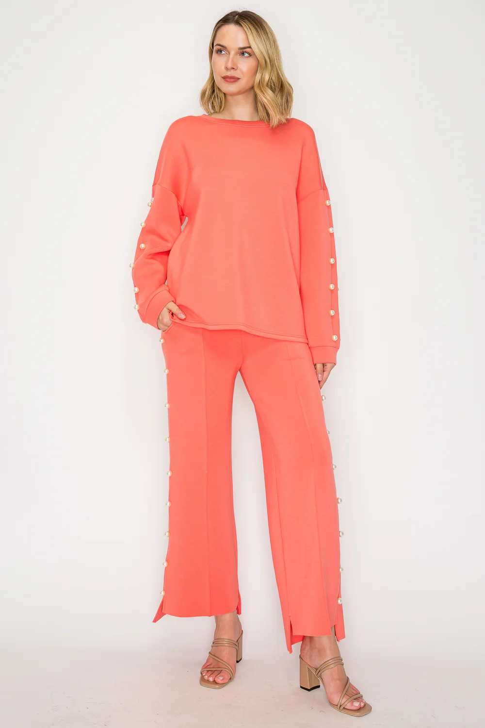 Katri Stretch French Scuba Pearl Top - Image 23