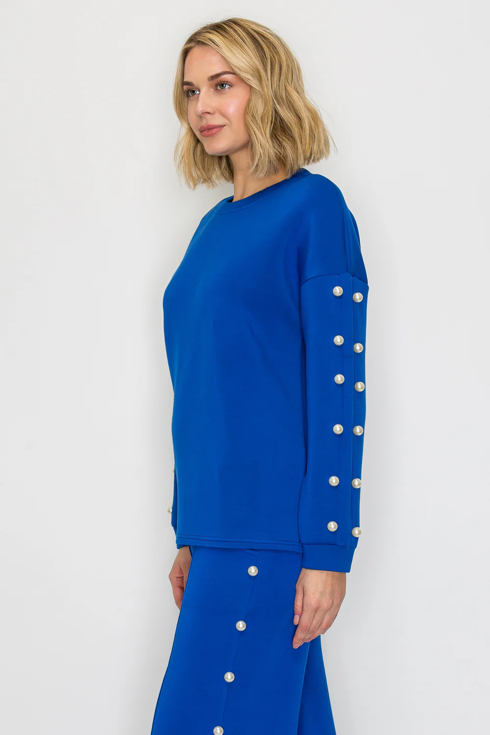 Katri Stretch French Scuba Pearl Top - Image 24