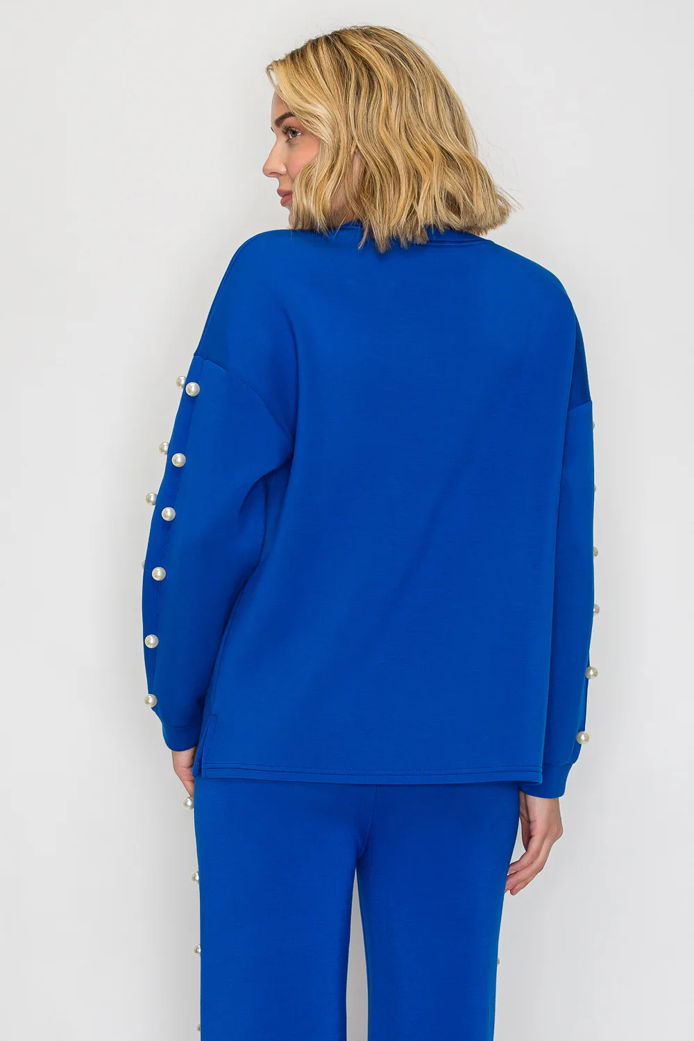 Katri Stretch French Scuba Pearl Top - Image 25