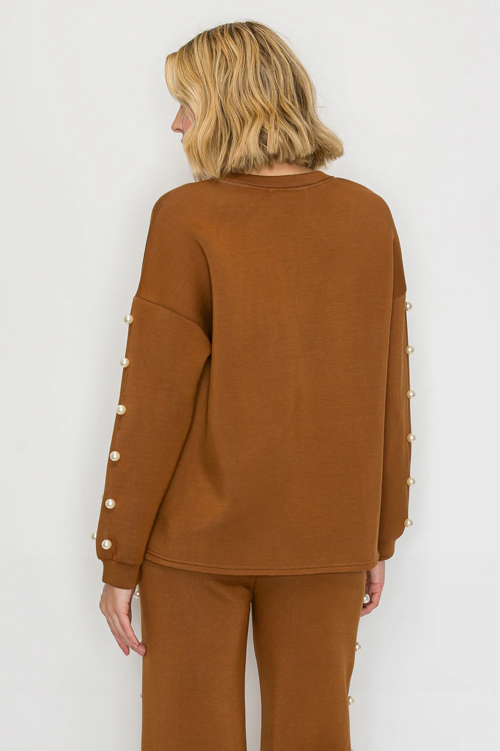 Katri Stretch French Scuba Pearl Top - Image 27