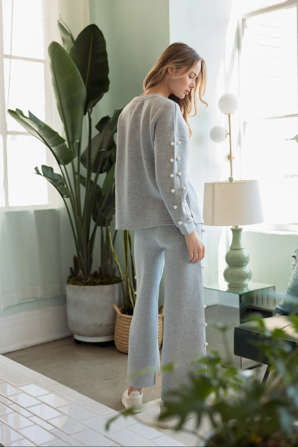 Katri Stretch French Scuba Pearl Top - Image 29