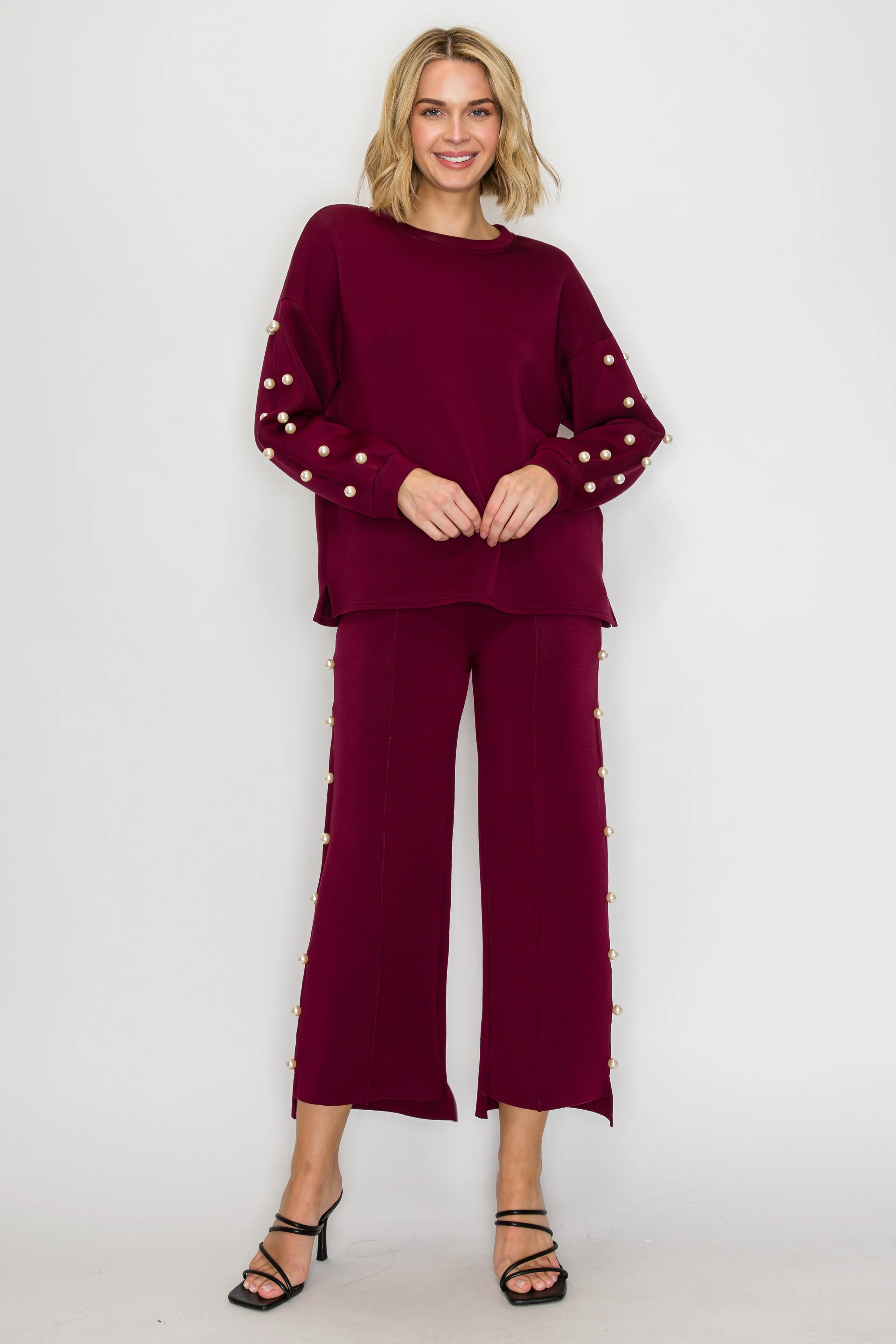 Katri Stretch French Scuba Pearl Top - Image 33