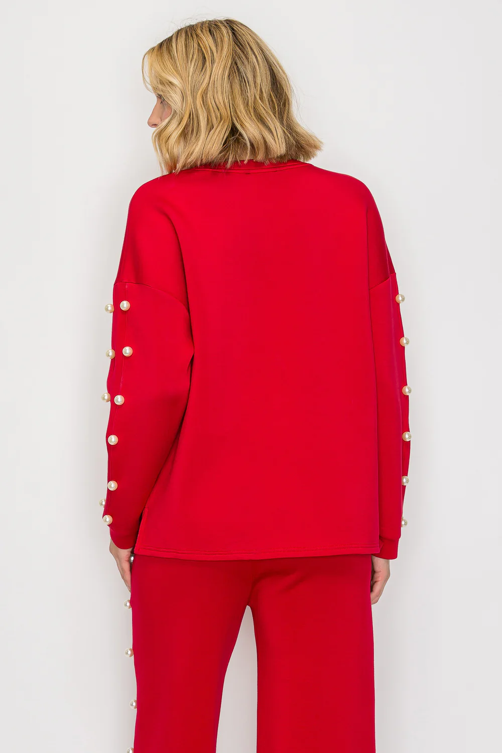 Katri Stretch French Scuba Pearl Top - Image 36