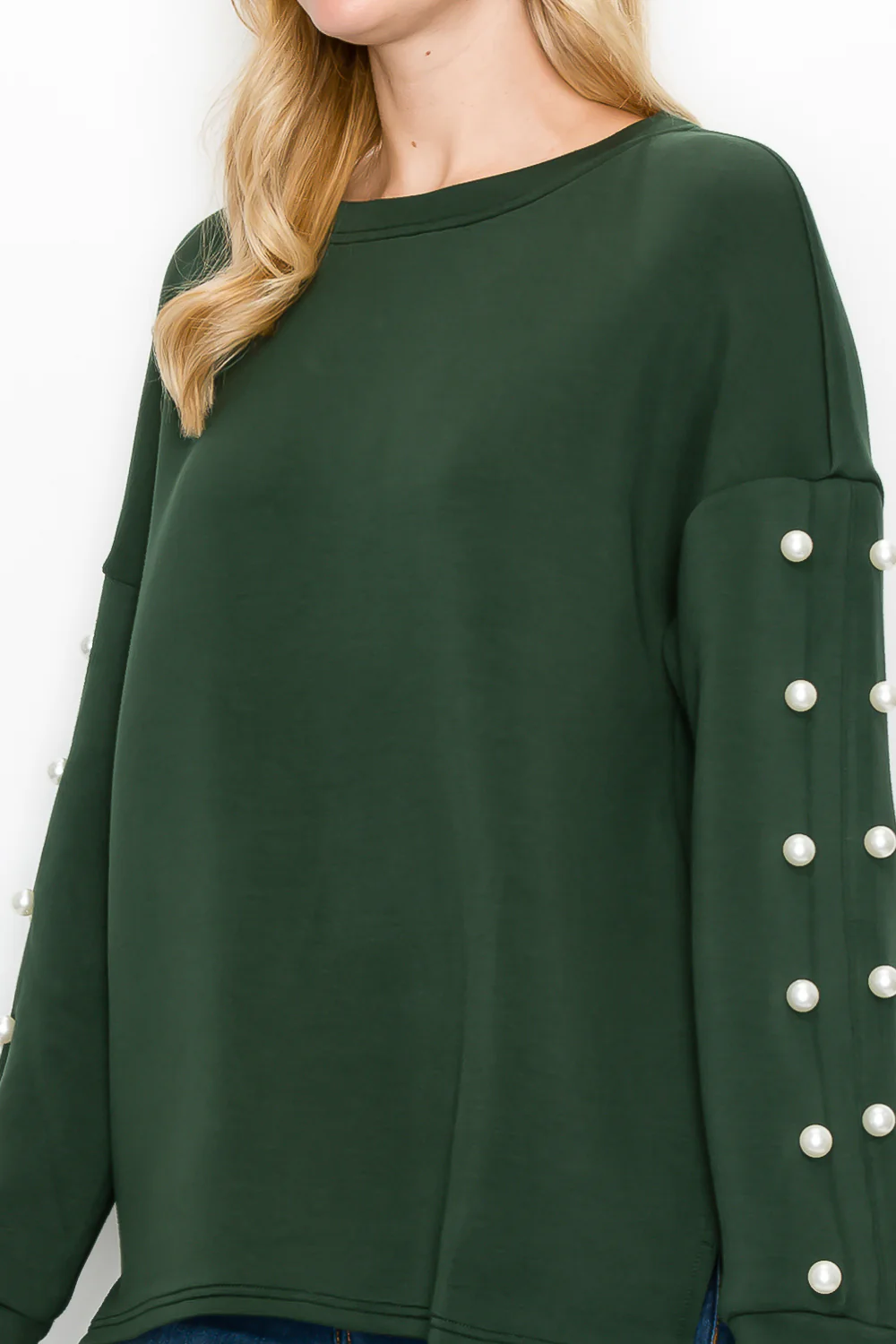 Katri Stretch French Scuba Pearl Top - Image 38