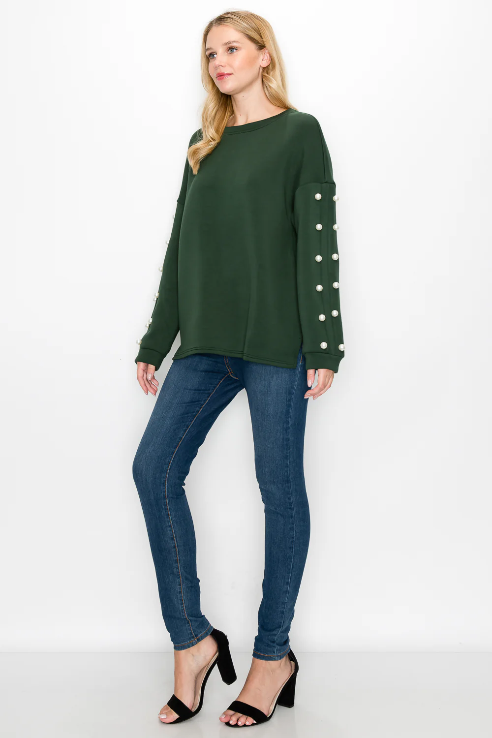 Katri Stretch French Scuba Pearl Top - Image 39