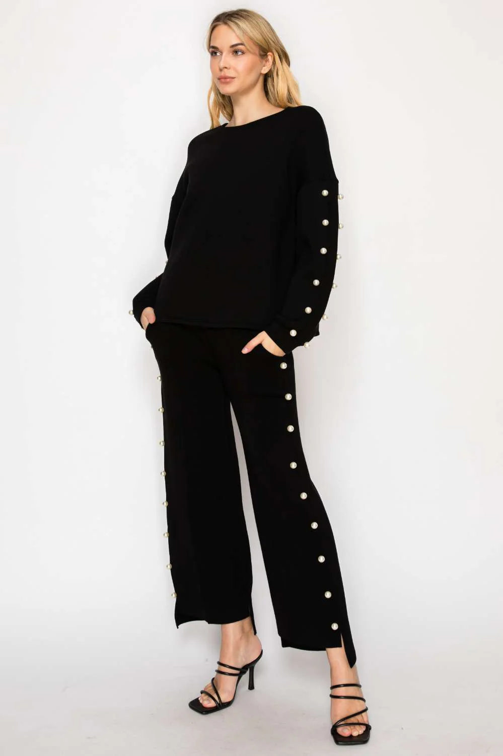 Katri Stretch French Scuba Pearl Top - Image 4