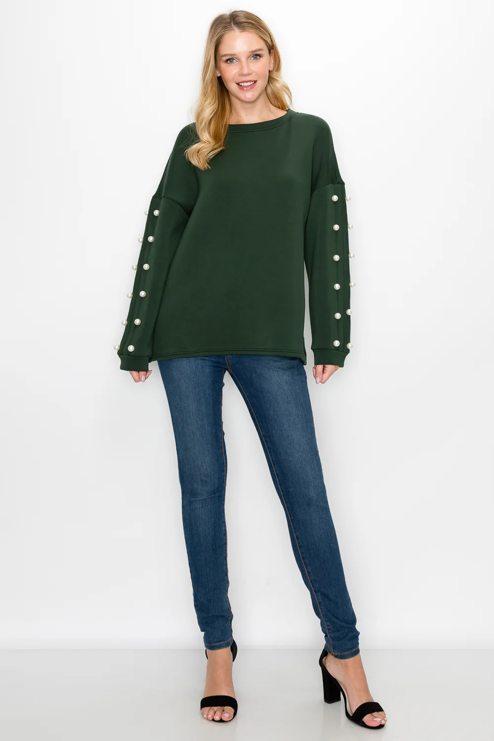 Katri Stretch French Scuba Pearl Top - Image 40