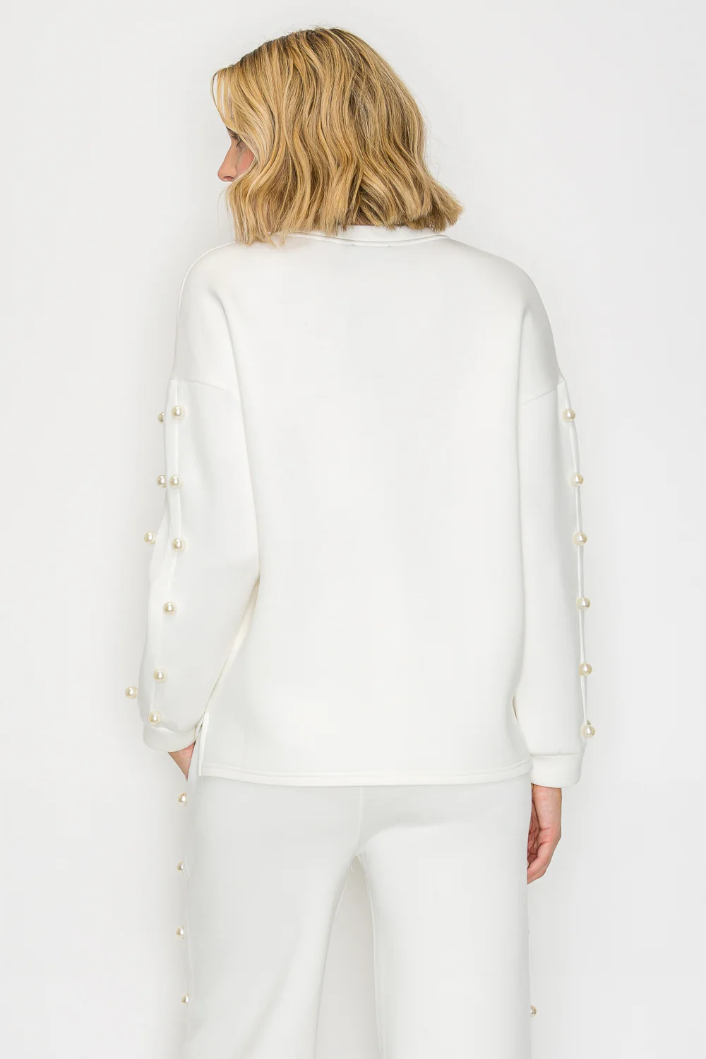 Katri Stretch French Scuba Pearl Top - Image 42