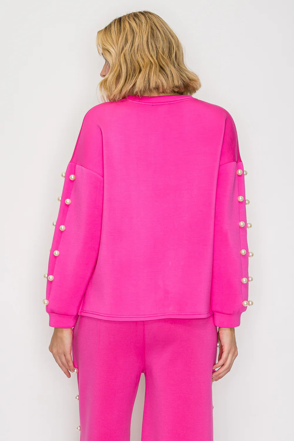 Katri Stretch French Scuba Pearl Top - Image 45