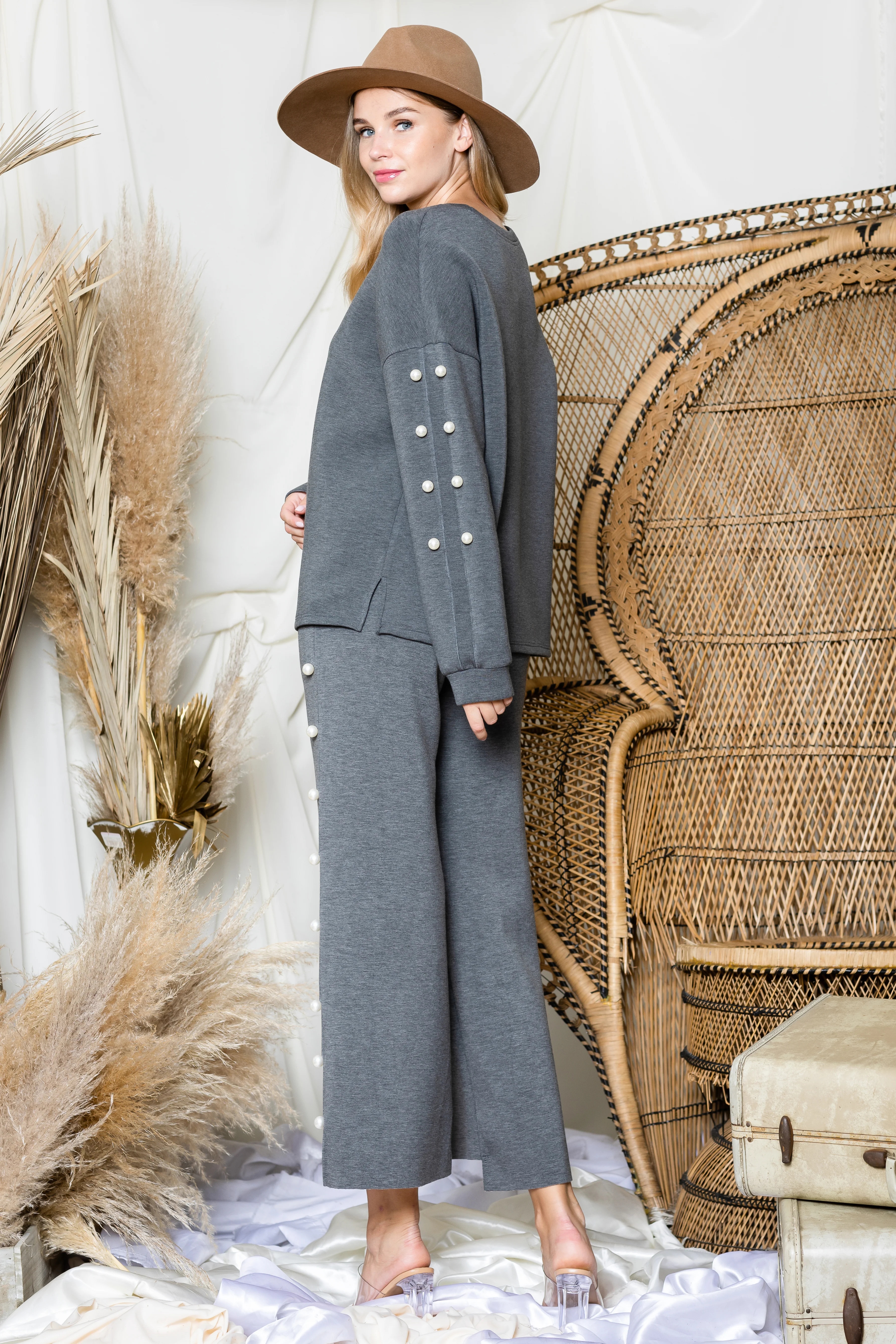 Katri Stretch French Scuba Pearl Top - Image 49