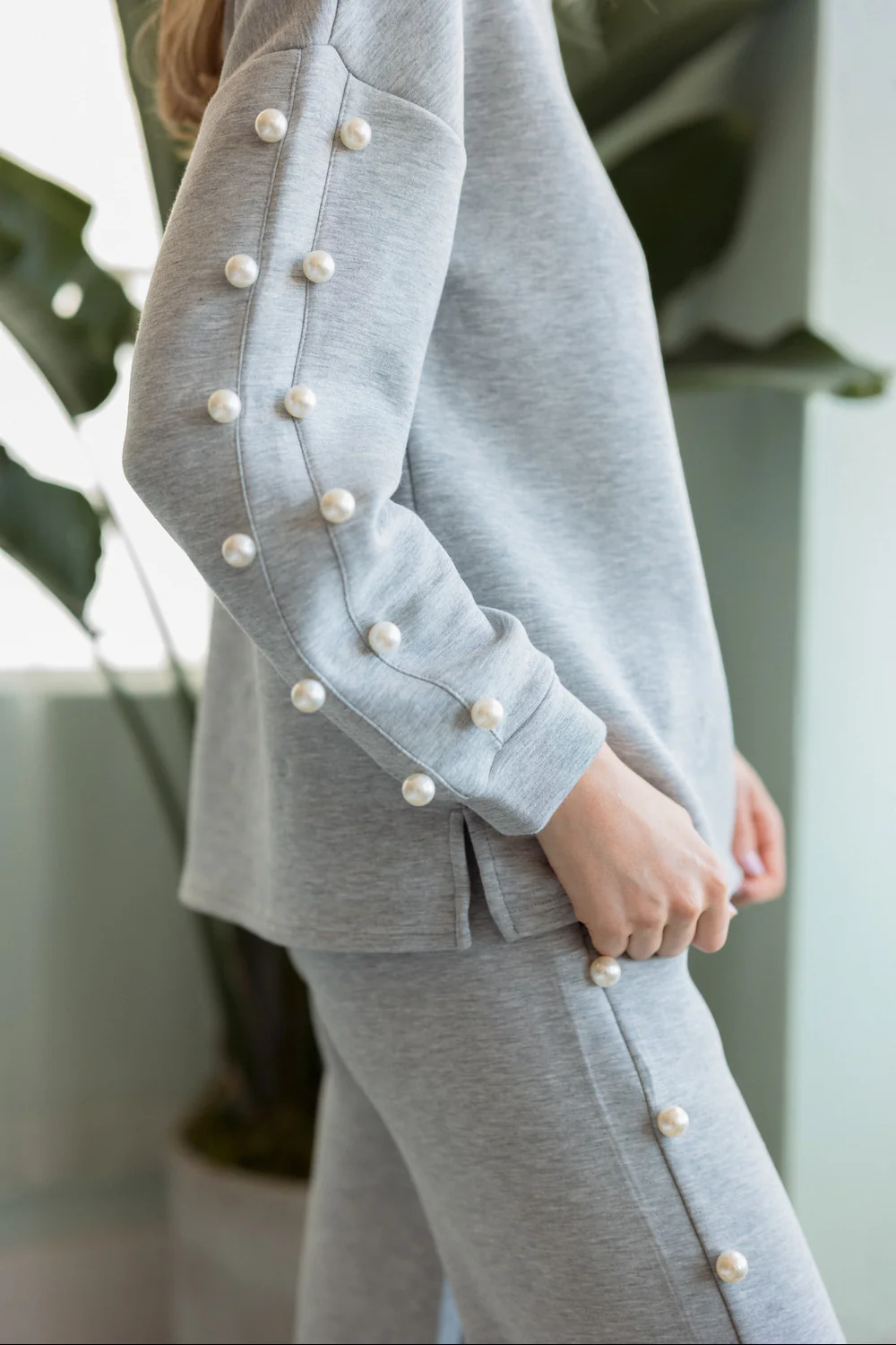 Katri Stretch French Scuba Pearl Top - Image 7