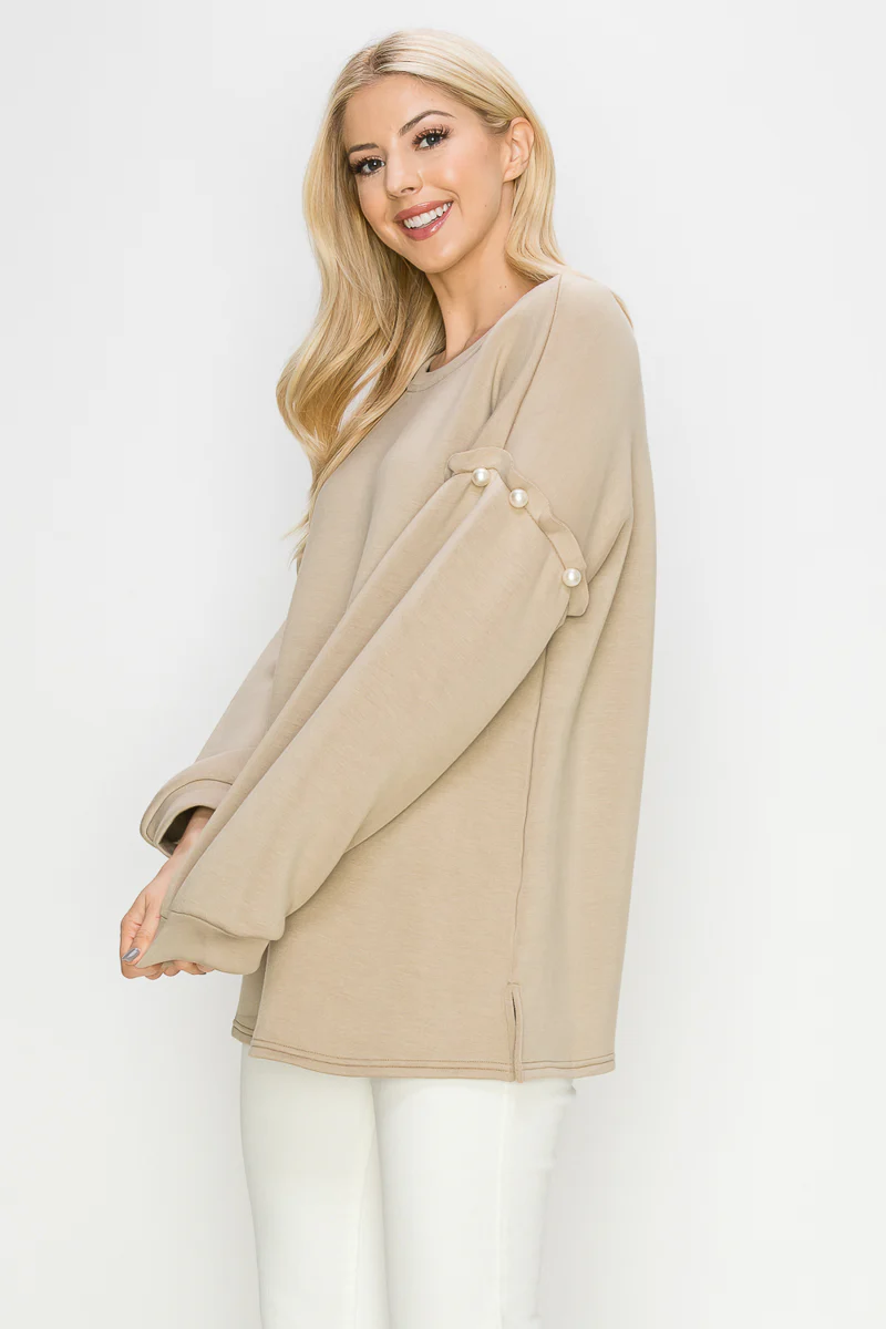 Keda Stretch French Scuba Pearl Top - Image 10