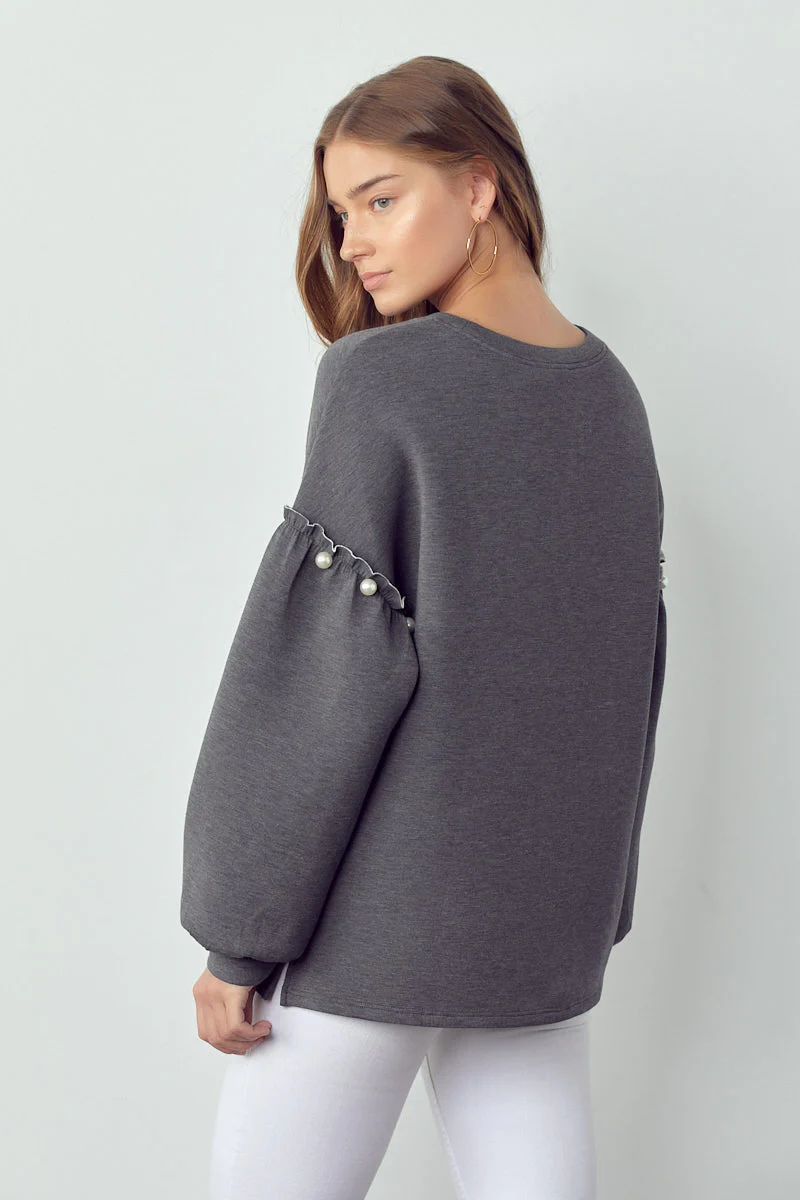 Keda Stretch French Scuba Pearl Top - Image 4