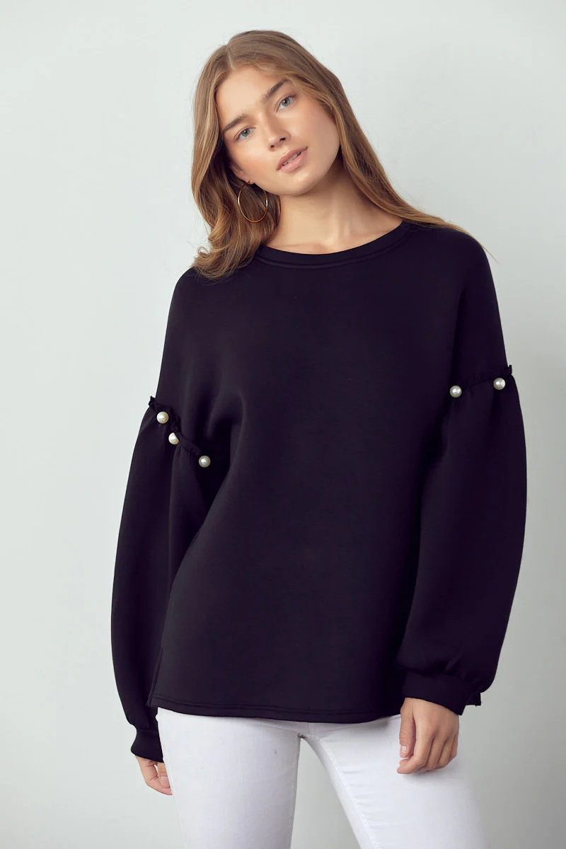 Keda Stretch French Scuba Pearl Top - Image 5