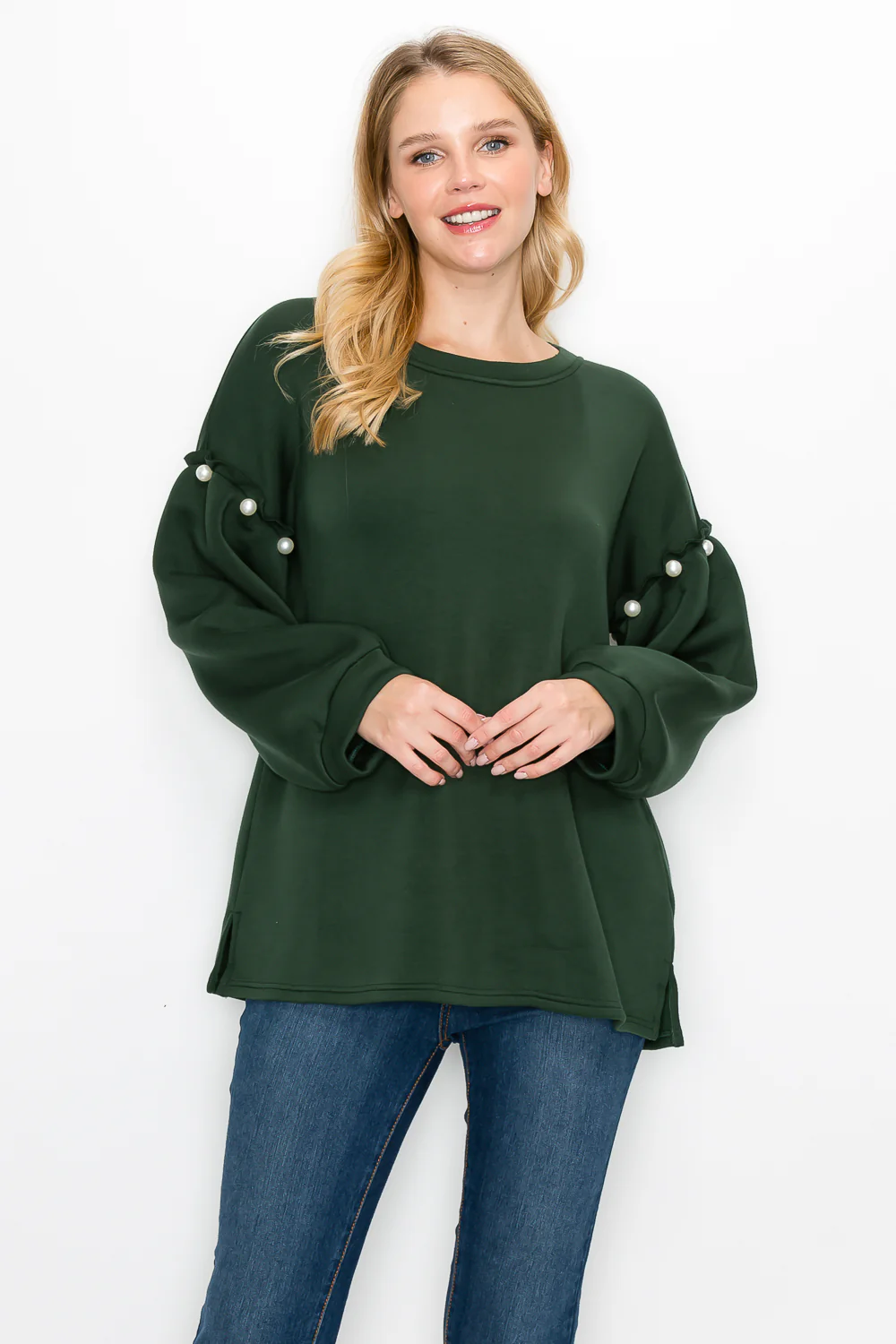 Keda Stretch French Scuba Pearl Top - Image 6