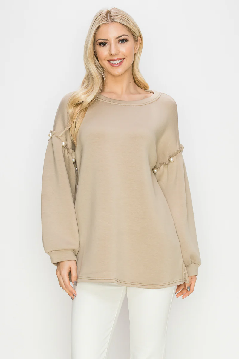 Keda Stretch French Scuba Pearl Top - Image 7
