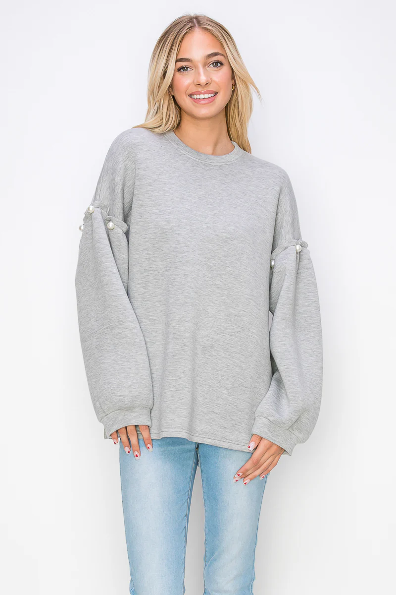 Keda Stretch French Scuba Pearl Top - Image 8