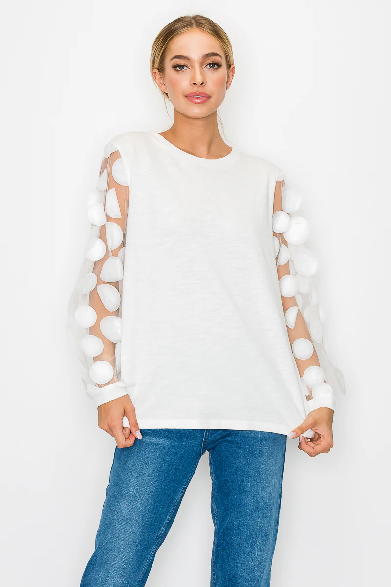 Rinna Pointe Knit Top with Mesh Lace Circle - Image 14