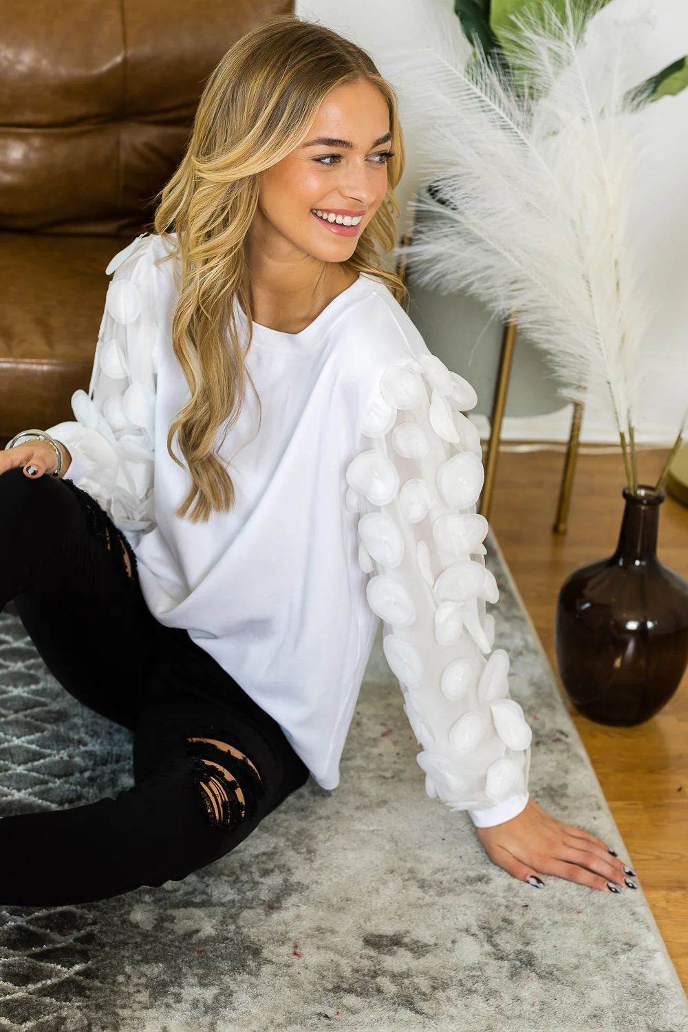 Rinna Pointe Knit Top with Mesh Lace Circle - Image 5