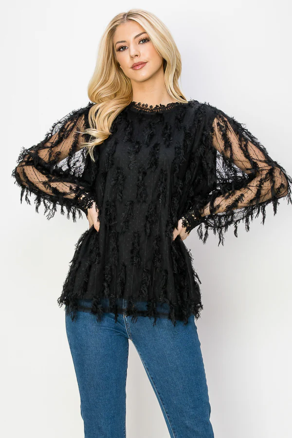 Whitney Woven Feathered Top - Image 8